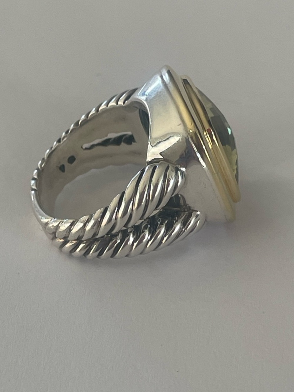 David Yurman, Sterling &  18k gold classic 14mm lemon citrine Albion ring - Picture 8 of 11